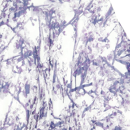 Marks and Spencer Womens White Floral Polyester Swing Skirt Size 10 Zip