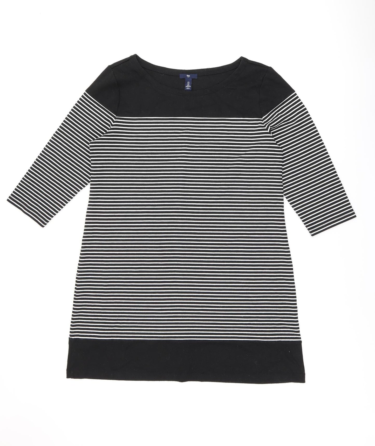 Gap Womens Black Striped Polyester Shift Size XL Boat Neck Pullover