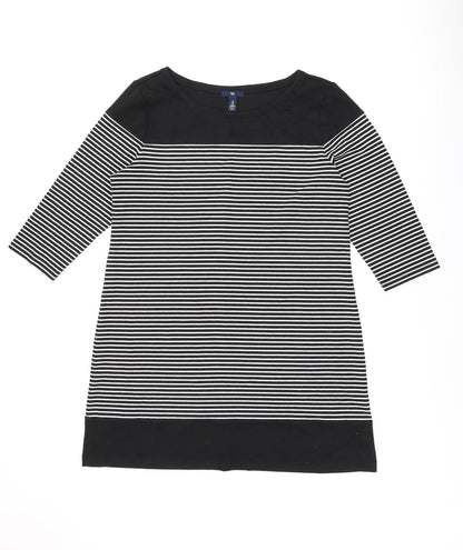 Gap Womens Black Striped Polyester Shift Size XL Boat Neck Pullover