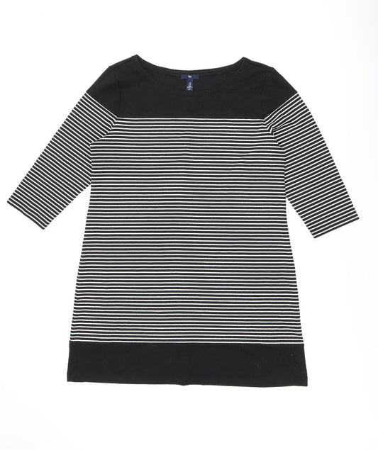 Gap Womens Black Striped Polyester Shift Size XL Boat Neck Pullover