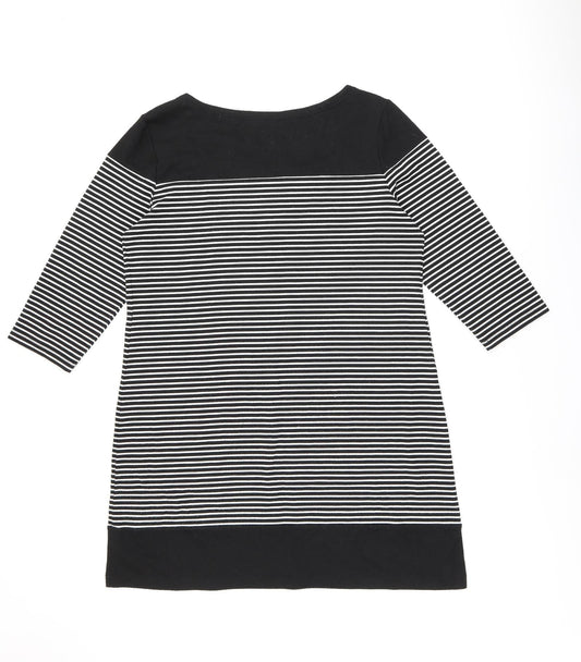 Gap Womens Black Striped Polyester Shift Size XL Boat Neck Pullover
