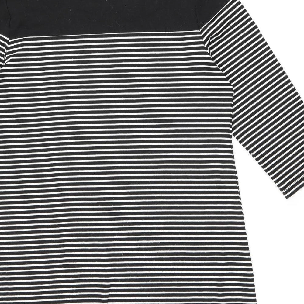 Gap Womens Black Striped Polyester Shift Size XL Boat Neck Pullover