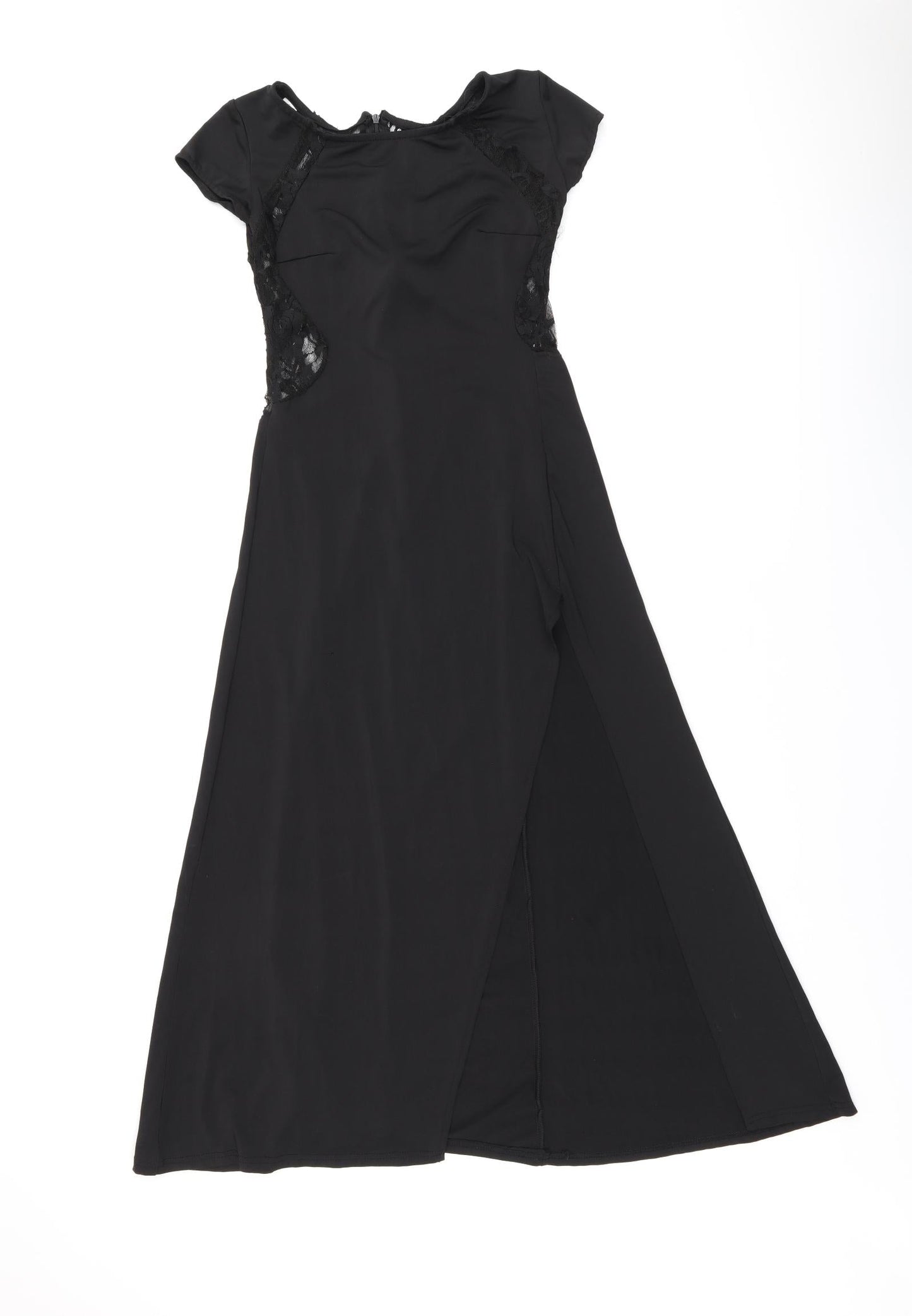 Balu Oke Womens Black Polyester A-Line Size M Boat Neck Zip