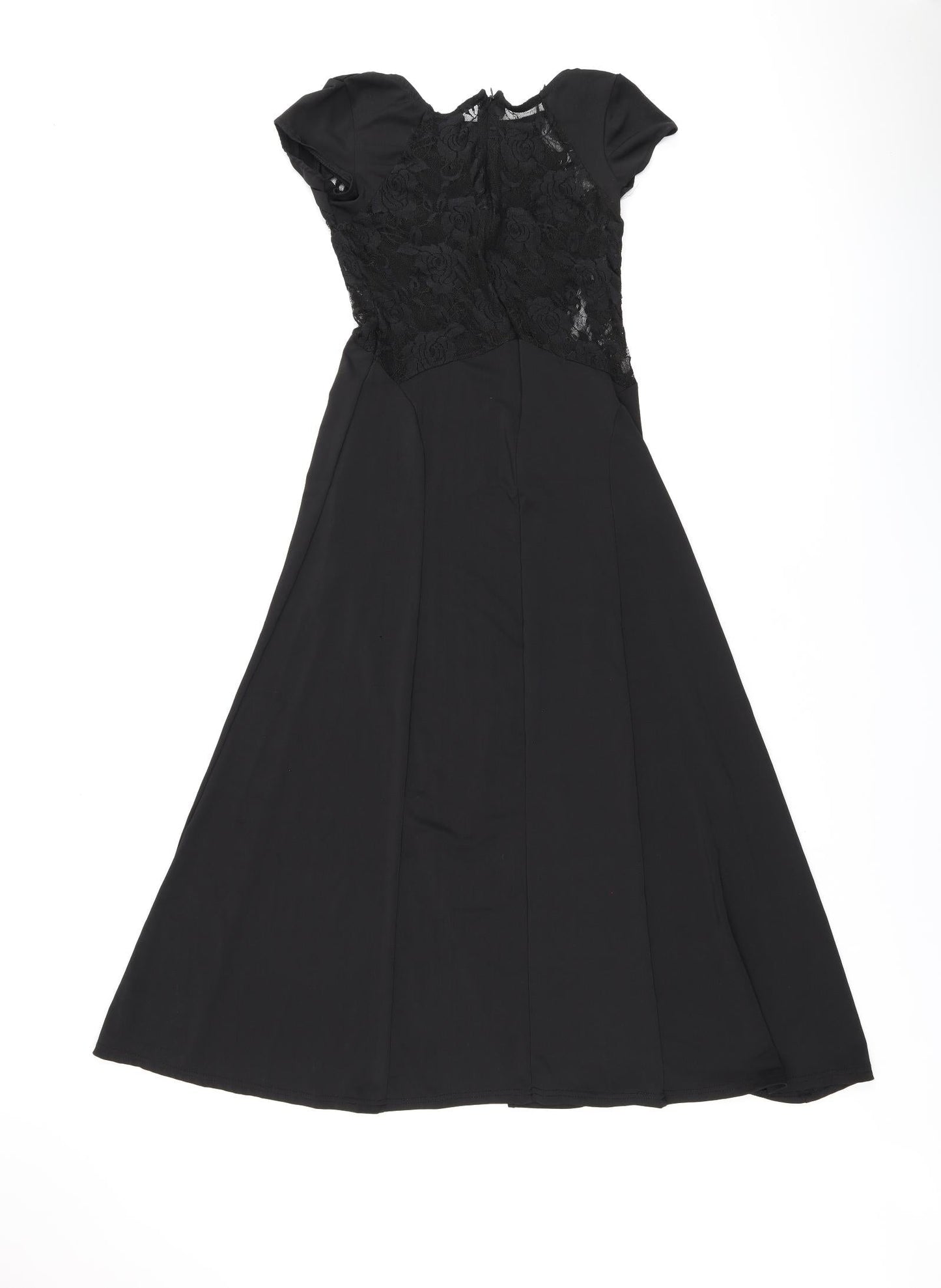 Balu Oke Womens Black Polyester A-Line Size M Boat Neck Zip