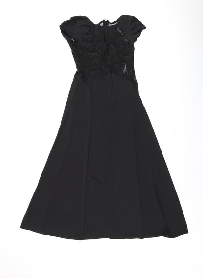 Balu Oke Womens Black Polyester A-Line Size M Boat Neck Zip