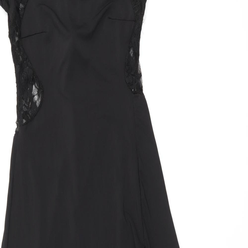 Balu Oke Womens Black Polyester A-Line Size M Boat Neck Zip