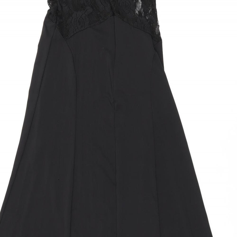 Balu Oke Womens Black Polyester A-Line Size M Boat Neck Zip