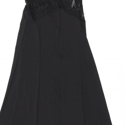 Balu Oke Womens Black Polyester A-Line Size M Boat Neck Zip