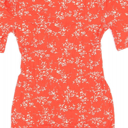Envie de Fraise Womens Red Floral Polyester Basic T-Shirt Size 6 V-Neck - Size 6/8