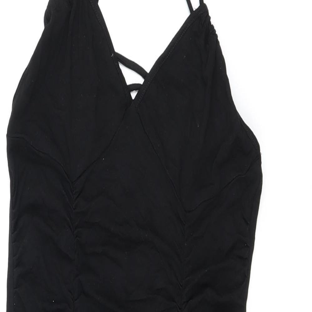 ASOS Womens Black Polyester Bodycon Size 10 V-Neck Pullover