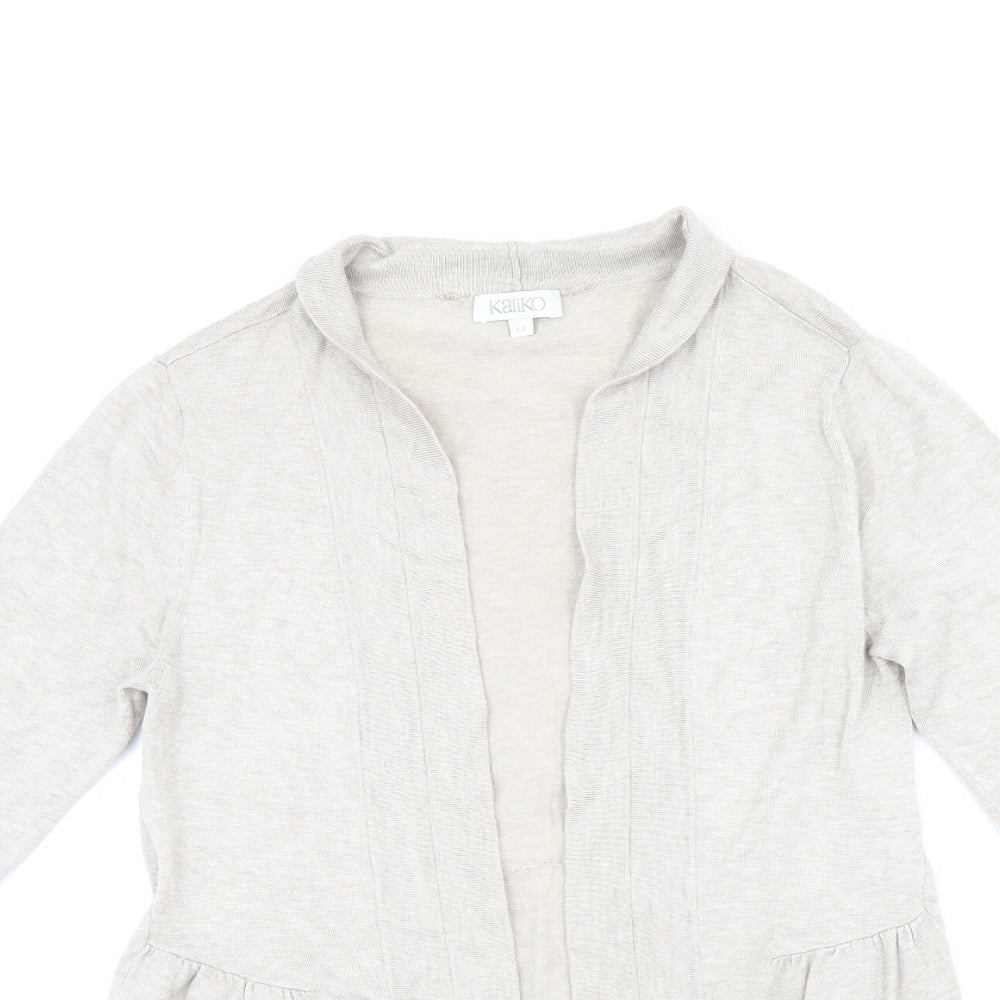Womens UK Size 12 Kaliko Beige Cardigan Jumper