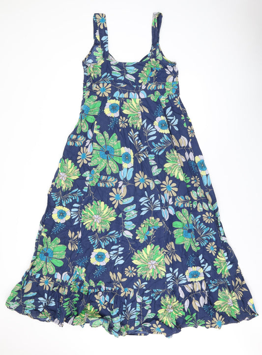 Debenhams Womens Black Floral Polyester A-Line Size 12 V-Neck Zip