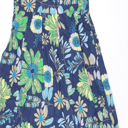 Debenhams Womens Black Floral Polyester A-Line Size 12 V-Neck Zip