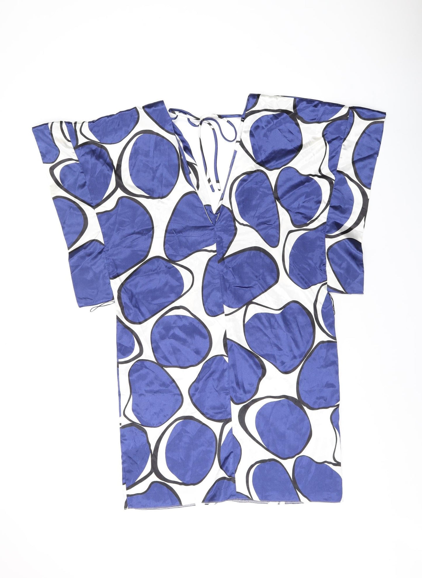 Oasis Womens White Geometric Polyester Shift Size 10 V-Neck Tie