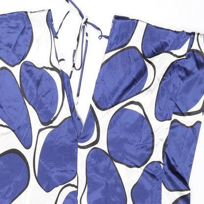 Oasis Womens White Geometric Polyester Shift Size 10 V-Neck Tie