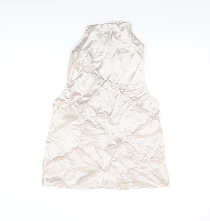 Womens UK Size S Zara Silver Basic T-Shirt