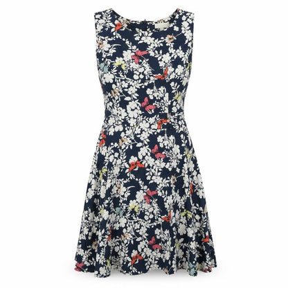 Apricot Womens Blue Floral Viscose Sheath Size 10 Boat Neck Zip - Butterfly Print