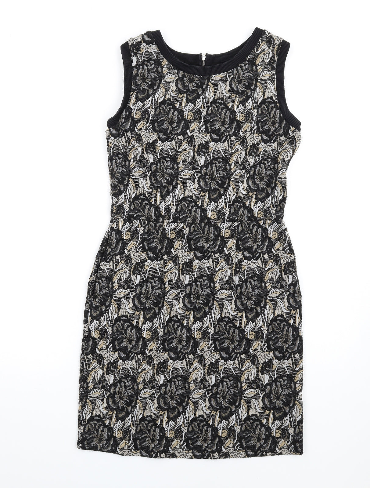 NEXT Womens Multicoloured Floral Polyester Pencil Dress Size 8 Round Neck Zip