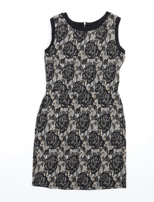 NEXT Womens Multicoloured Floral Polyester Pencil Dress Size 8 Round Neck Zip