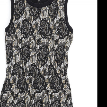 NEXT Womens Multicoloured Floral Polyester Pencil Dress Size 8 Round Neck Zip