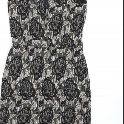 NEXT Womens Multicoloured Floral Polyester Pencil Dress Size 8 Round Neck Zip