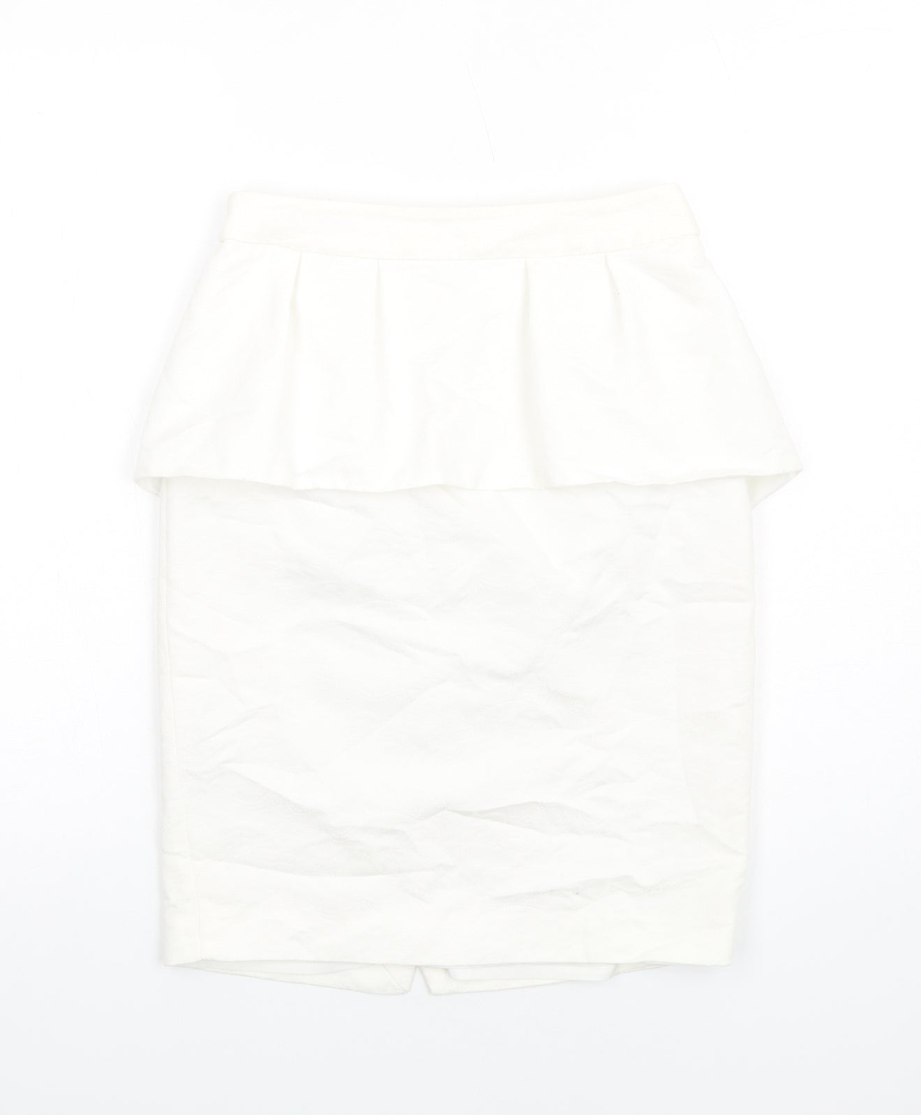 Mango Womens White Polyester Straight & Pencil Skirt Size 8 Zip - Peplum