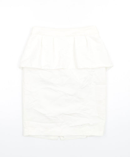 Mango Womens White Polyester Straight & Pencil Skirt Size 8 Zip - Peplum
