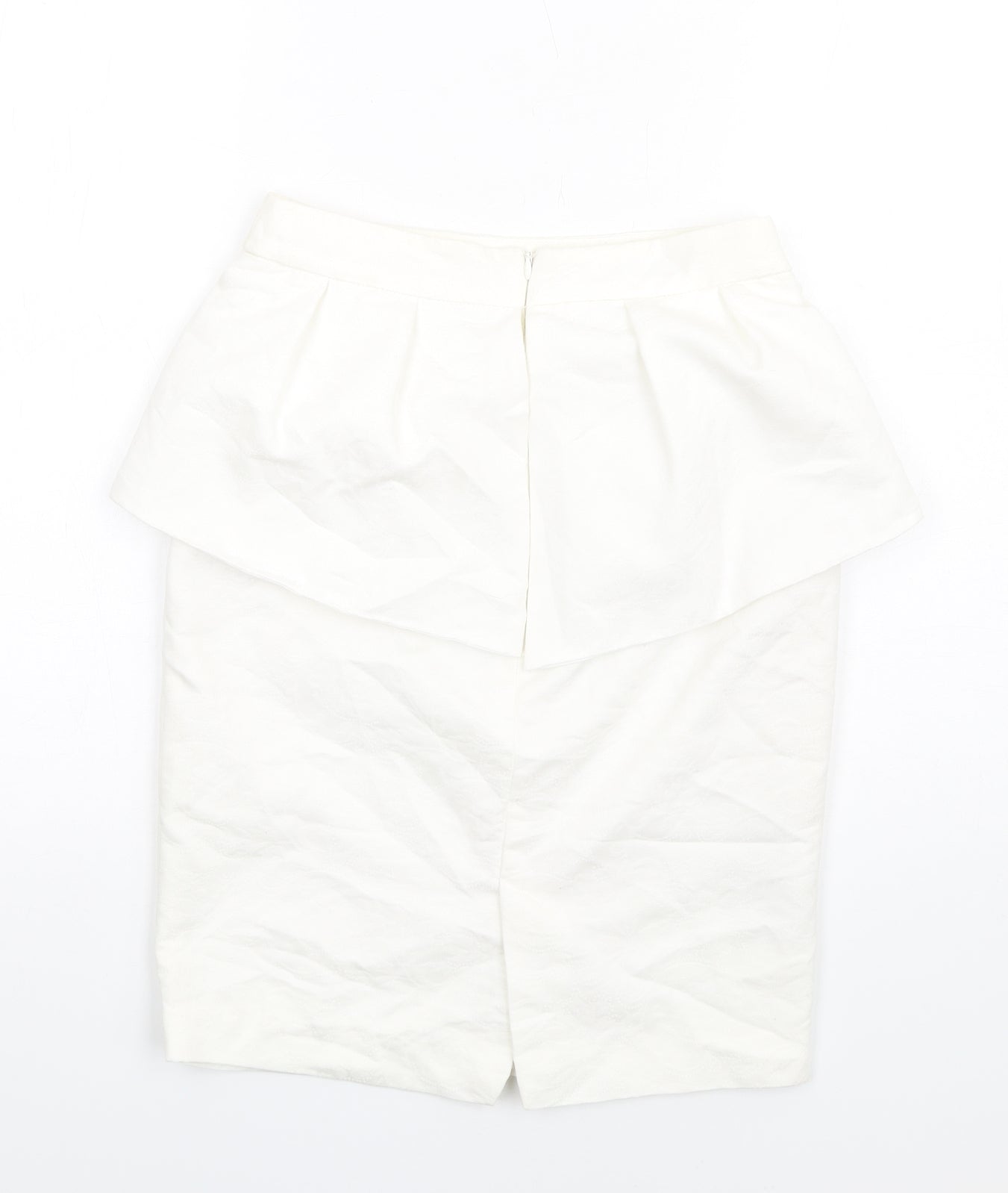 Mango Womens White Polyester Straight & Pencil Skirt Size 8 Zip - Peplum