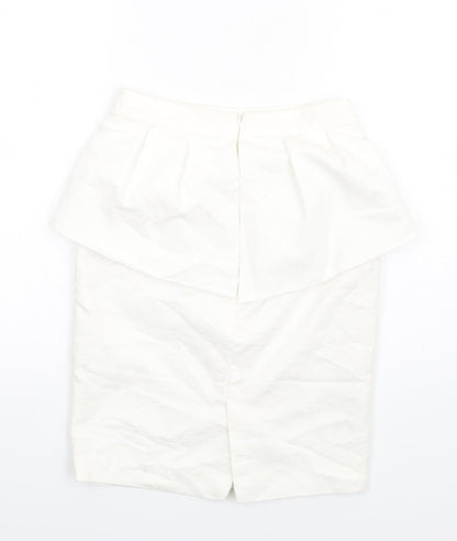 Mango Womens White Polyester Straight & Pencil Skirt Size 8 Zip - Peplum
