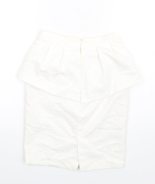 Mango Womens White Polyester Straight & Pencil Skirt Size 8 Zip - Peplum