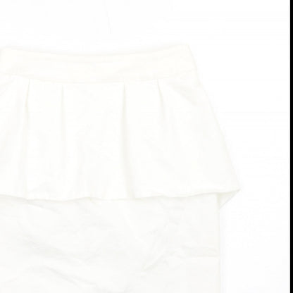 Mango Womens White Polyester Straight & Pencil Skirt Size 8 Zip - Peplum