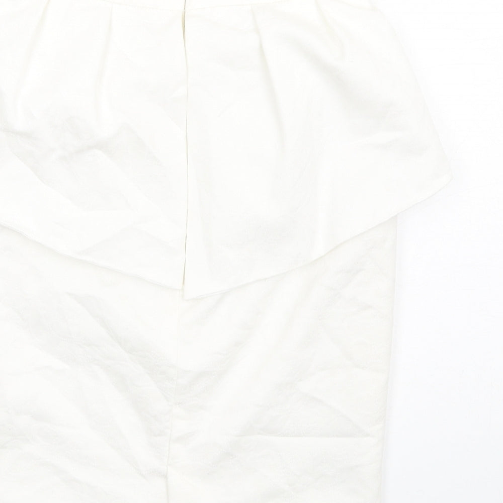 Mango Womens White Polyester Straight & Pencil Skirt Size 8 Zip - Peplum
