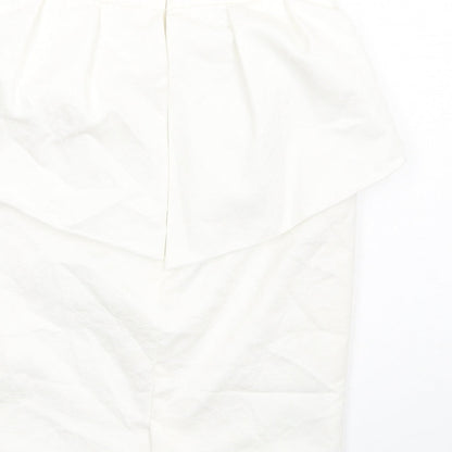 Mango Womens White Polyester Straight & Pencil Skirt Size 8 Zip - Peplum