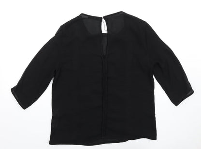 Womens UK Size S Zara Black Basic T-Shirt