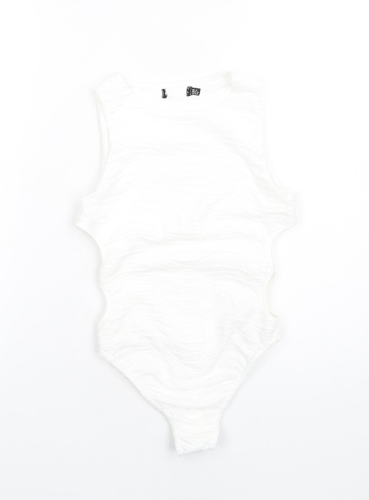 Boohoo Womens White Polyester Bodysuit One-Piece Size 4 Snap