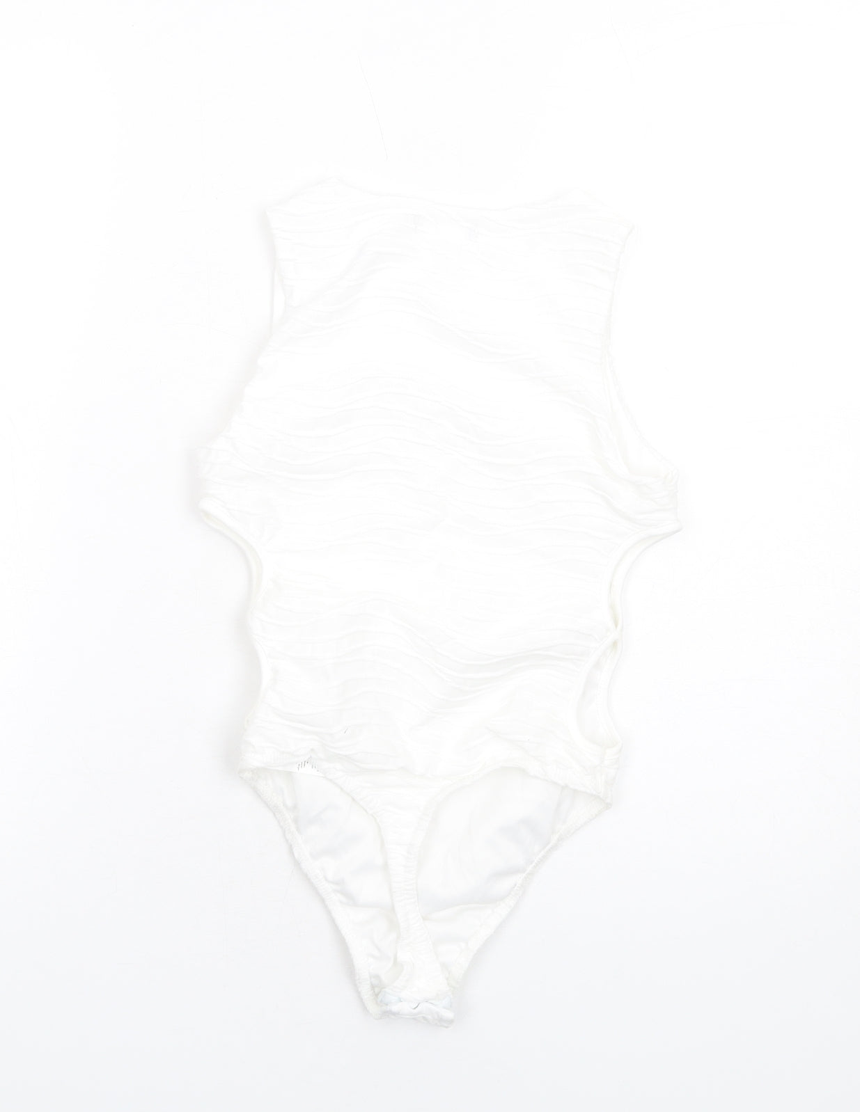 Boohoo Womens White Polyester Bodysuit One-Piece Size 4 Snap