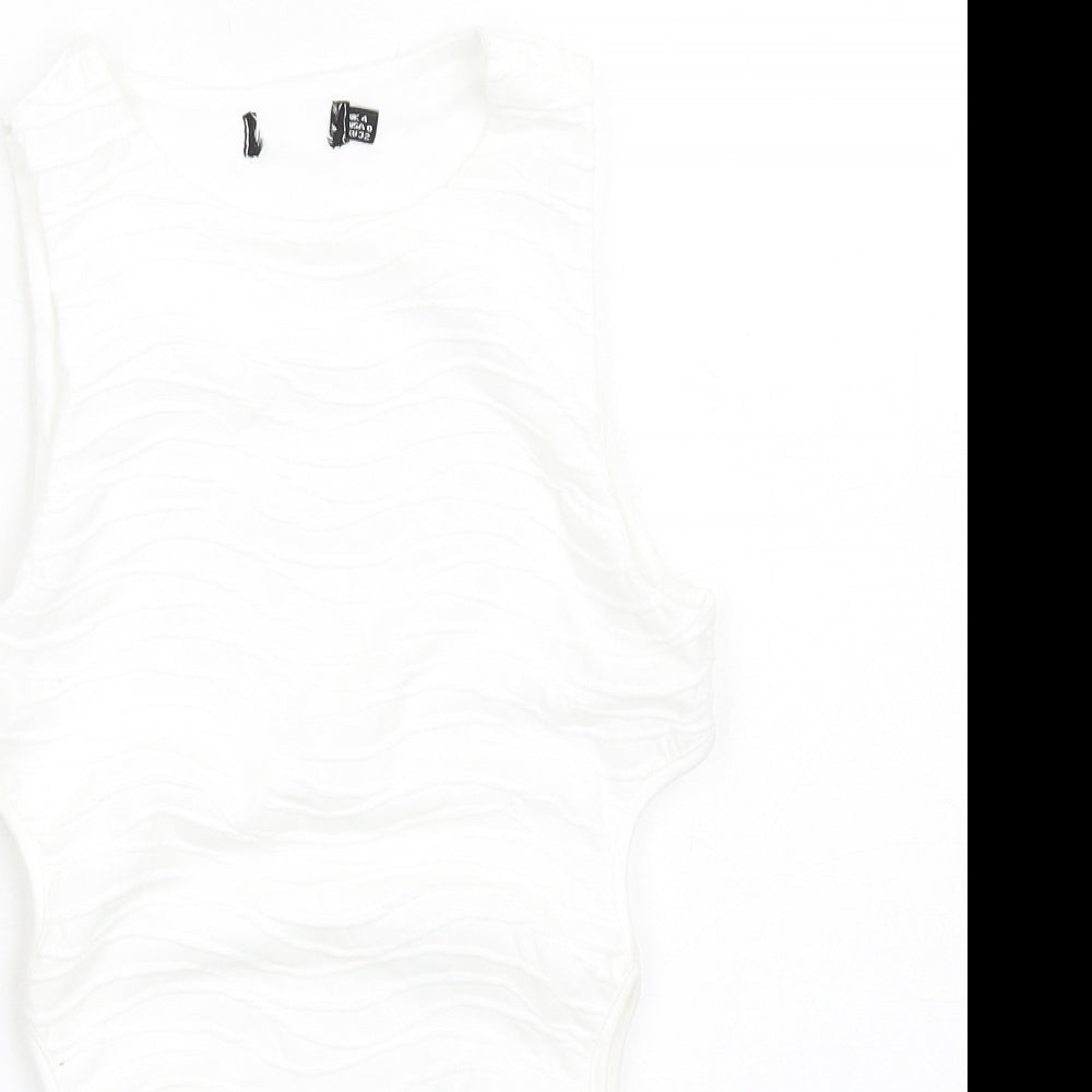 Boohoo Womens White Polyester Bodysuit One-Piece Size 4 Snap