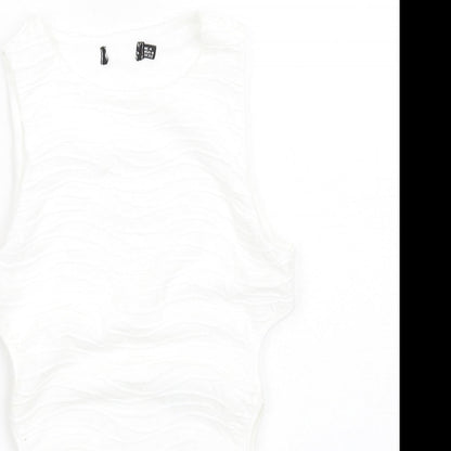 Boohoo Womens White Polyester Bodysuit One-Piece Size 4 Snap