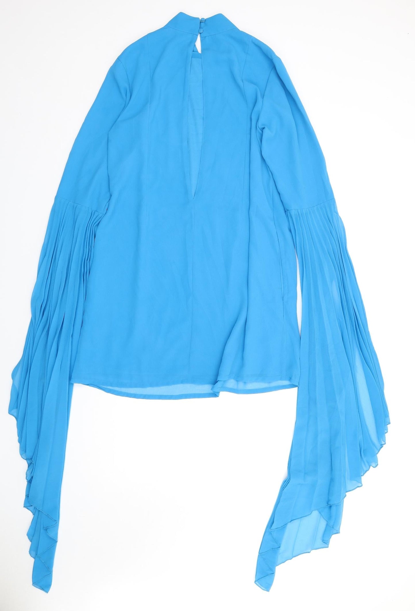 ASOS Womens Blue Polyester A-Line Size 10 Mock Neck Button