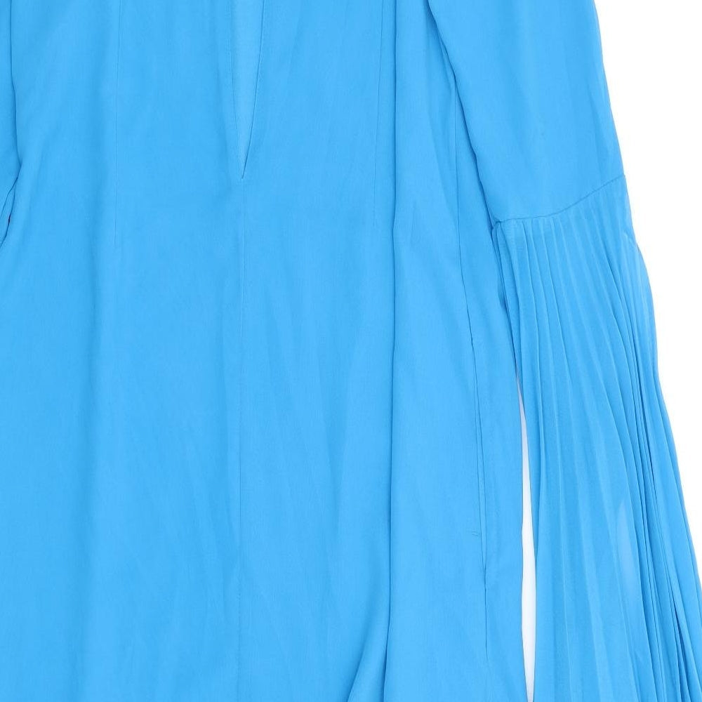 ASOS Womens Blue Polyester A-Line Size 10 Mock Neck Button