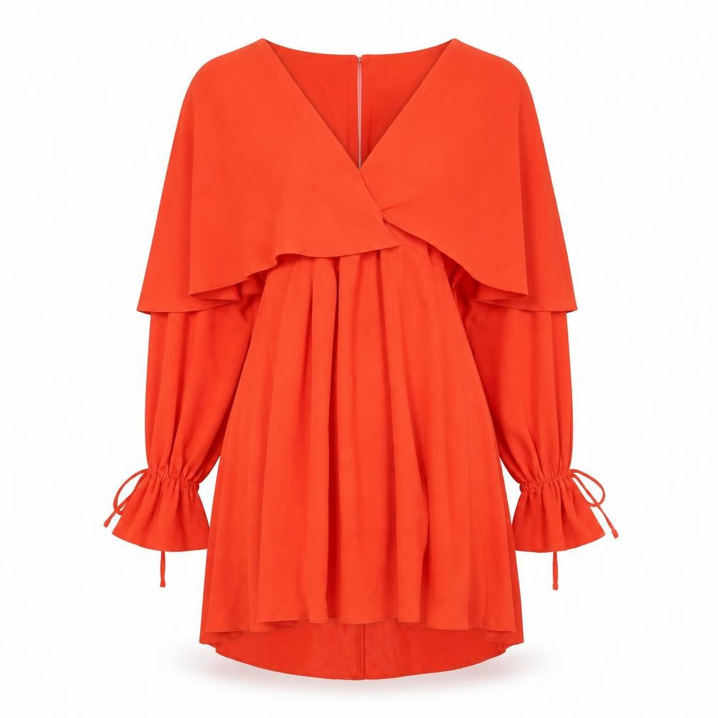 Very Womens Orange Polyester A-Line Size 12 V-Neck Button