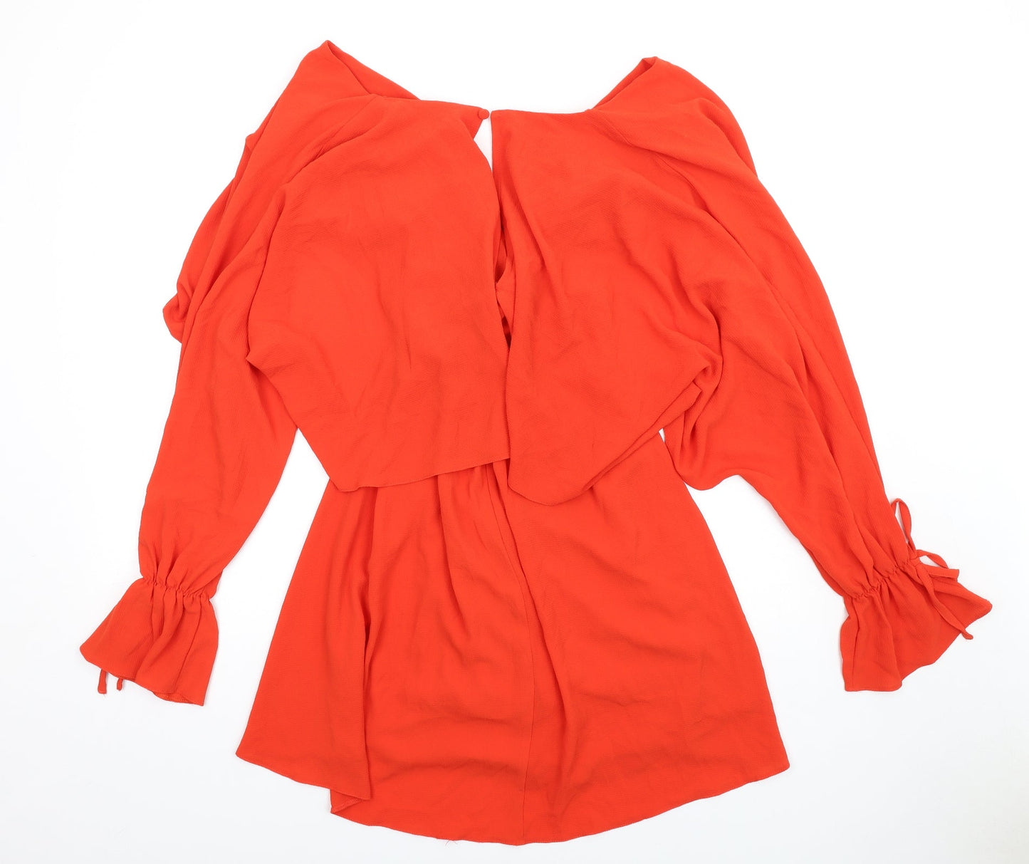 Very Womens Orange Polyester A-Line Size 12 V-Neck Button