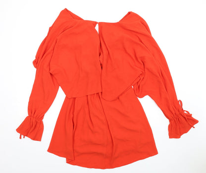 Very Womens Orange Polyester A-Line Size 12 V-Neck Button