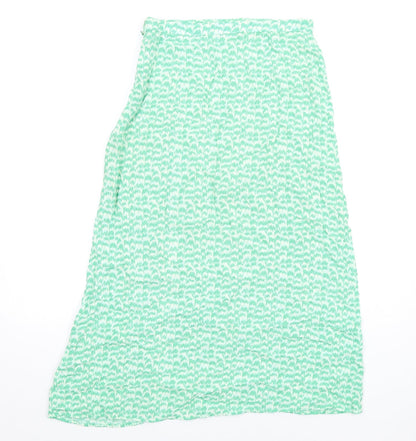 H&M Womens Green Geometric Viscose A-Line Skirt Size 10 Zip