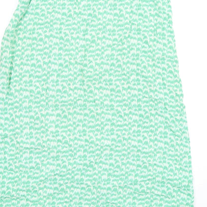 H&M Womens Green Geometric Viscose A-Line Skirt Size 10 Zip