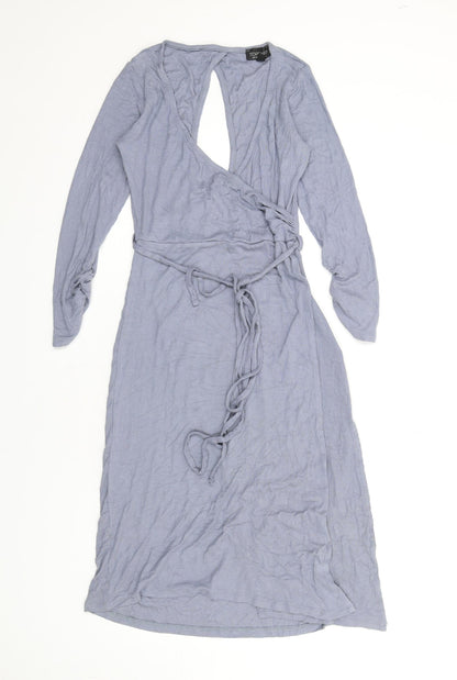 Topshop Womens Blue Viscose A-Line Size 10 V-Neck Pullover