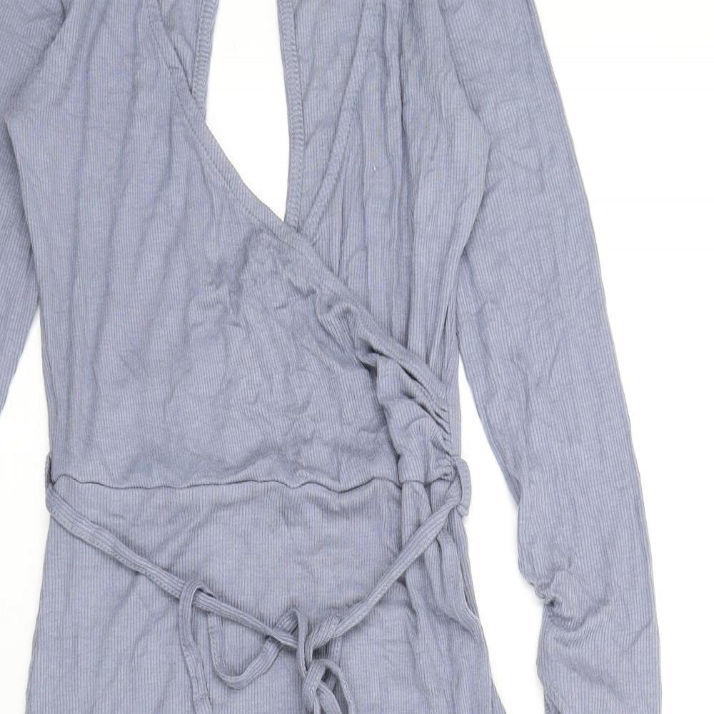 Topshop Womens Blue Viscose A-Line Size 10 V-Neck Pullover