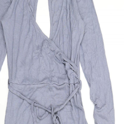 Topshop Womens Blue Viscose A-Line Size 10 V-Neck Pullover