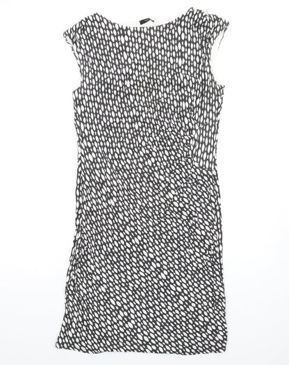 M&Co Womens Black Geometric Viscose Mini Size 16 Roll Neck Pullover