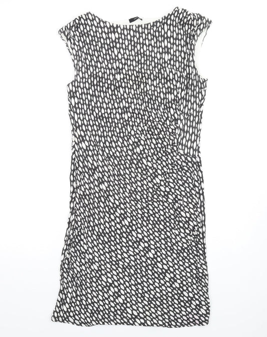 M&Co Womens Black Geometric Viscose Mini Size 16 Roll Neck Pullover